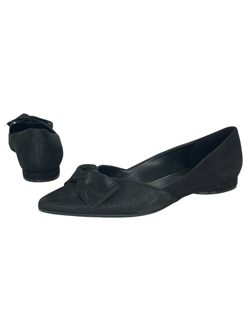 Naturalizer Havana Bow Black Leather Womens Flats Size 9.5M